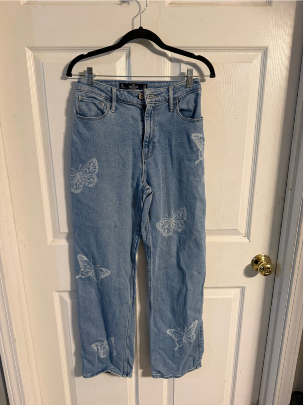 Women's Hollister High Rise Butterfly Print Dad Jeans Blue Size 26
